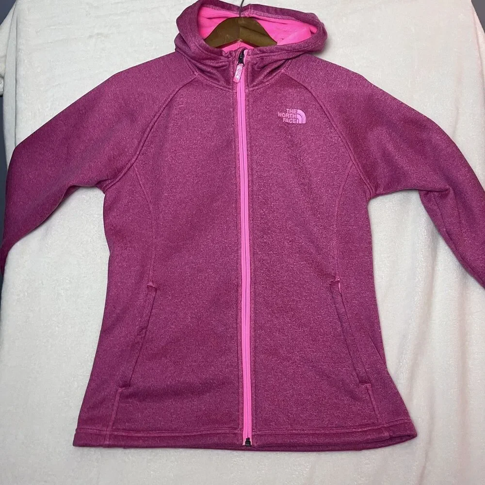 North Face Girls XL 18 Pink Full Zip Fleece Hoodie Jacket Gorpcore Outdoor